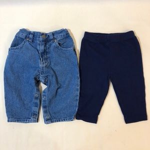 2 Pair Baby Girl Pants Denim Jeans Navy Leggings